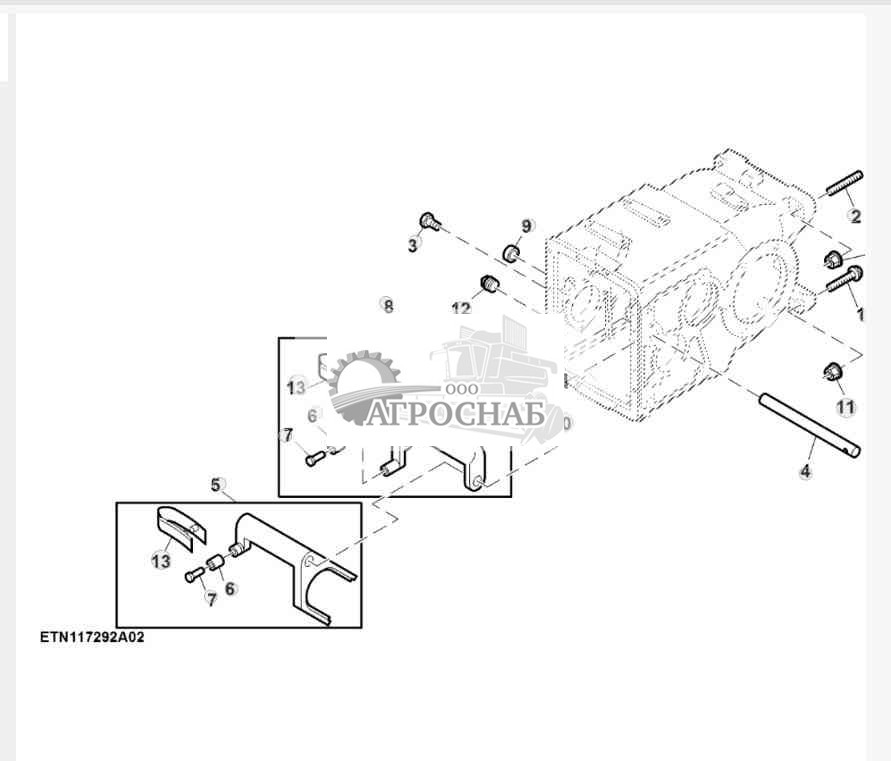 Крепление корпуса трансмиссии и вилки переключения передач, 25 кмч 